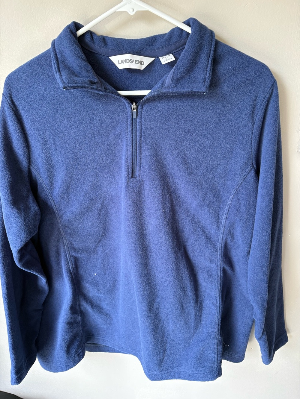 Lands' End Men’s Navy Blue Quarter-Zip Fleece Pullover